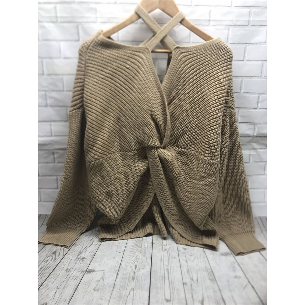 Almost Famous Women's Sweater Size 3X Pullover Off Shoulder Knot Bust lagenlook